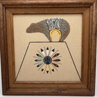 Vintage Navajo Sand Painting Framed Wall Art Signed Native American Decor 10x10   