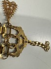 Vintage Greek Folk Dance Metal Pendant Gold Tone Handmade  15 