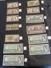 Banknotes Of Canada Lot Money Currency Vintage Antique Dollar Cents Lot Of 13