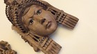 Vintage Chinese Carved Wood Emperor   Empress Wall Masks Lot Set Of 2