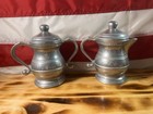 Wilton Armetale Pewter Creamer   Sugar Set W lids Plough Tavern Colonial 