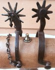 2 Antique Single Horse Spurs 1 Crockett With Silver 1 Iron Jingle Bob Buermann  