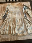 Antique Blue White Gingham Child Dress Prairie Schoolhouse Edwardian Pioneer Era