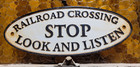 Vintage Railroad Crossing Sign Old Cast Iron Stop Look Listen Train Track 15 