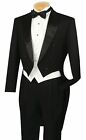 Men s Black Formal Classic Fit Tailcoat Tuxedo White Vest Wedding Groom Suits 