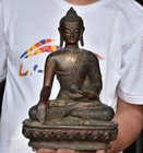 11inch Sakyamuni Buddha Bronze Gilt India Buddhism Buda Antique Statue Sculpture