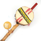 Vtg Native American Indian Made Drum Rattle Souvenir Rimrock City Wood Leather