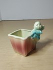 Vintage Usa Pottery Mini Planter Kitch Elf Pixie Baby Decor Pink Blue Cream 4 