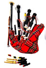 Highland Scottish Bagpipe- Royal Stewart Cover With Silver Mounts   Tutor Book