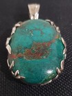 Vintage Navajo Sterling Silver High Grade Royston Turquoise Stamped Pendant 2 