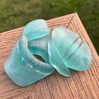 Lot Of 5 Chunky Aqua Sea Glass Fragments Rare Vintage Tumbled Collectibles