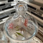 Vtg Crystal Clear Industries Glass Apothecary Jars Set 2 Hand Painted Floral 11 