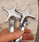Antique Pair Of Hot   Cold Farmhouse Sink Faucets W  Cross Handles  3