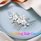 Flower Bridal Hair Comb Wedding Hair Clip Rhinestone Hair Accessories For Brides