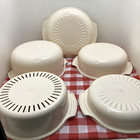 Set Of 5 Vintage Tupperware Almond Microwave Stackable Cookware