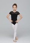 Girls Neck Lace Ballet Leotard With Bow Back Cap Sleeve Toddler Gymnastic Wear