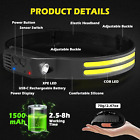 Cob Led Headlamp Usb Rechargeable Headlight Bar Head Band Torch Work Light 6000k