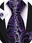 Men Tie Set Floral Paisley Silk Necktie Pocket Square Cufflinks