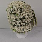 Vintage Christine Original Floral Cloche Hat White Berries Velvet Bow 7 