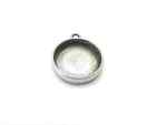 2 Pendant Blank Resin Bezel Silver Plated Epoxy Dry Flower Frame  18mm  G33116