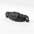 Two 4 25  Antique Victorian Cast Iron Drawer Bin Pulls Lyre   Scrolls C1890s