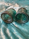 Two  2  Vintage Hemingray No  12 Green Glass Insulator Made In Usa