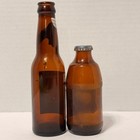 Vintage Pabst Blue Ribbon Pbr Amber Glass Beer Bottles  empty  Set Of 2 Stubby