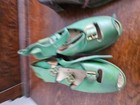 Vintage Women Shoe Lot 3 Pairs 1950s Buskens Green Peep Toe Reptile Alligator 
