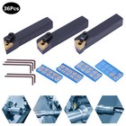 5 8  36pcs Indexable Carbide Lathe Turning Tool Insert Holder Bit Set New