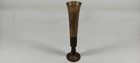 Vintage Solid Brass Trumpet Flowers Tall Plain Vase Pedestal Round Base India