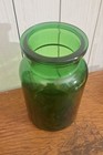 Vintage 6 5  Green Glass Apothecary Jar Belgium Made No Lid Mid-century