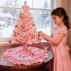  Pink White Candy Christmas Tree Skirt 24 Inches  Small 24 In Pink And White
