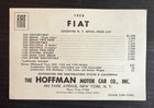 1958 Fiat Abarth Zagato 750cc Hoffman Motor Car Co  Price List Fiat 500 600 Etc 
