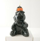 Vintage Mid-century Black Cat Halloween Candle With Boo Hat   Scary Fangs 