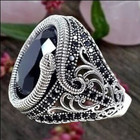 Wheel Of Time Aes Sedai Great Serpent Ring Silver Plate Onyx Ouroboros Size 9-10