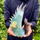 2 2lb   Natural Purple Crystal Cave Hand Carving Nine Tailed Fox Gemstone Art
