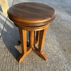 Rare Antique Oak Piano Organ Stool Column Legs Adjustable Swivel Plant Stand