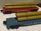 Vintage Lionel Blue Red Flatcar Lot Of 2 Postwar O Gauge Train Flat Cars W  Logs