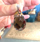 Set Of Two Vintage Pendants With Marcasite  Enamel  Smokey Quartz   Onyx