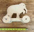 Elephant Pull Toy Hand Made Painted Wooden Primitive Vintage Folkart Original