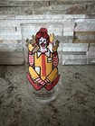 Mcdonald s Ronald Mcdonald Collector Series Clear Glass Cup Red Yellow White Euc