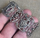 Rare Beautiful Antique Panel Bracelet Cherub Putti Art Nouveau 800 Purity Silver
