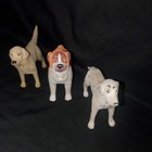 Lot Of 3 Vintage Flocked Dog Figures  Gold Retriever  Saint Bernard   Dalmatian