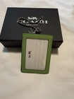 Coach Blue Leather Id Card Holder Chain Key Ring Lanyard Nwt Gift Box