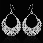 925 Sterling Silver Dangle Chandelier Hoop Pierced Earrings L158