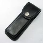 New Pocket Knife Sheath Black Genuine Leather Belt Case For 5  Folding Knife