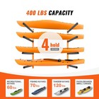 Wall Kayak Storage Rack 4-capacity Adjustable Padded Arms 400lb Load Capacity