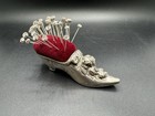 Victorian Trading Co Silverplate   Velvet Cinderella Lady Slipper Pincushion