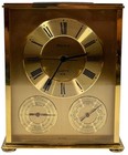 Vintage Bulova Brass Quartz Desk Clock With Thermometer   Barometer     Working