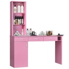 Barber Station For Hair Stylist w  Barber Cabinet hair Dryer Holder drawers Pink